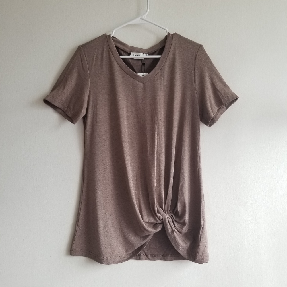 Brown knotted tshirt
